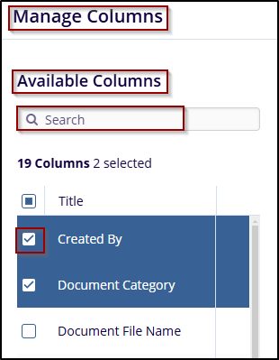 Manage Columns